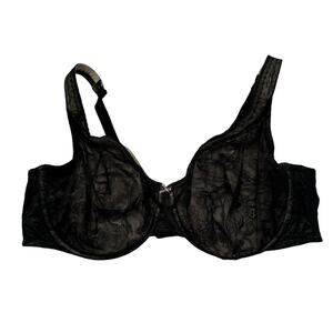 CACIQUE Unlined Full Coverage Modern Lace Bra Size 46DD Underwire Black Beige